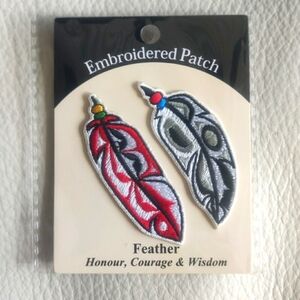 'Feather' 2.5" Embroidered Patch Indigenous Design by Angela Kimble